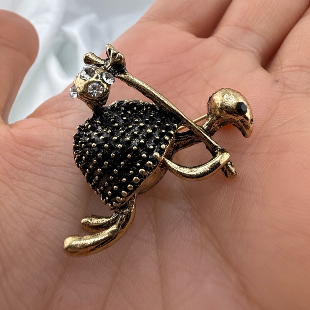 Gold and Black Turtle Brooch